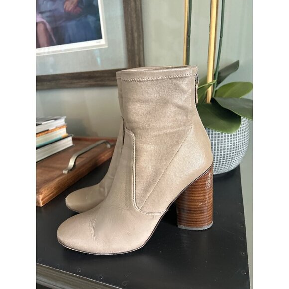 Mercedes Castillo Stretch Nappa Dessa Round Toe Boots Tan Brown Womens Size 38 - Picture 4 of 11